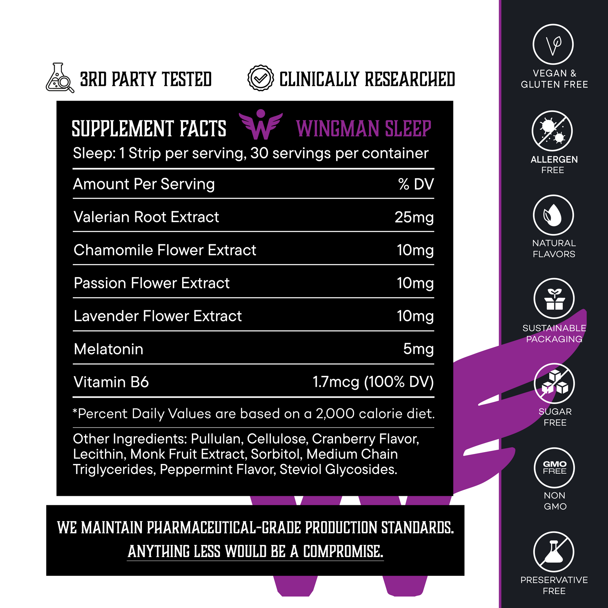 Wingman Sleep | Ultra-Fast-Acting Melatonin + Sleep Complex | Sugar-Free | Cranberry-Mint Flavor Flavor