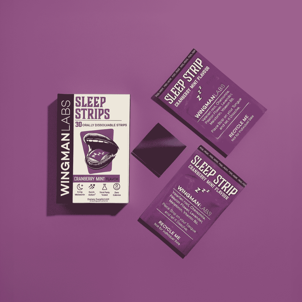 Wingman Sleep | Ultra-Fast-Acting Melatonin + Sleep Complex | Sugar-Free | Cranberry-Mint Flavor Flavor